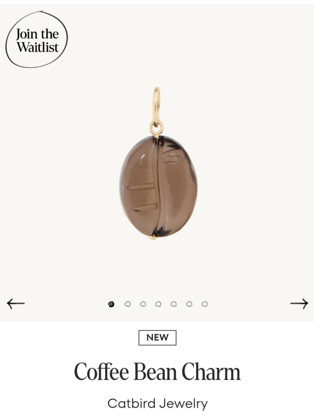 Catbird Coffee Bean Charm - Seattle Store Exclusive